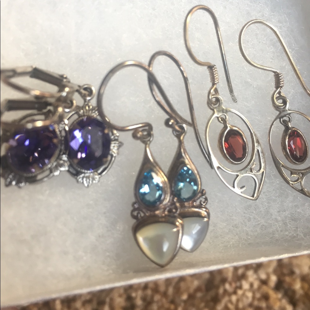 Various stone earrings